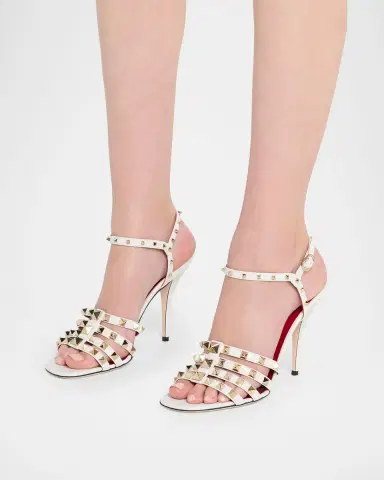 Valentino Garavani 100mm Rockstud Leather Ankle-Strap Sandals | Thumbnail 2