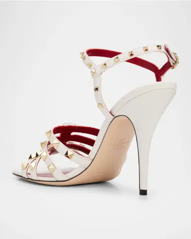 Valentino Garavani 100mm Rockstud Leather Ankle-Strap Sandals | Thumbnail 4
