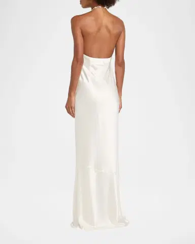 Retrofete Anat Satin Beaded Halter Dress | Thumbnail 3