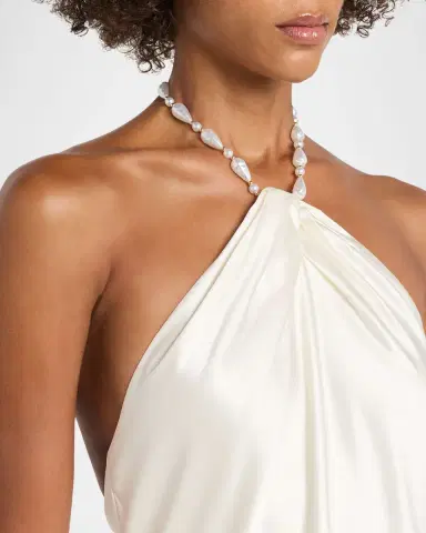 Retrofete Anat Satin Beaded Halter Dress | Thumbnail 5