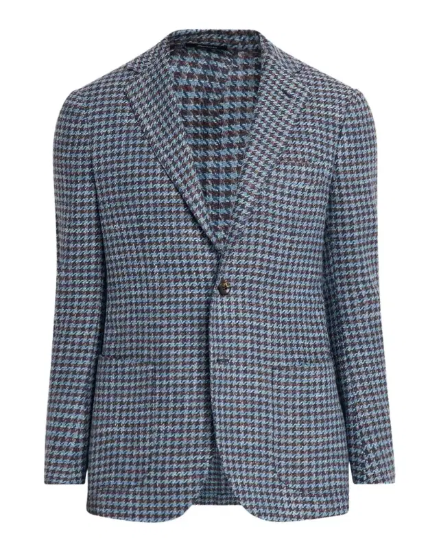 Sartorio Men 's Wool and Silk Houndstooth Single-Breasted Sport Coat