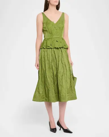Jason Wu Collection Sleeveless Floral Embroidered Peplum Midi Dress | Thumbnail 4