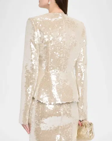 LaQuan Smith Sequined Fitted Peplum Jacket | Thumbnail 3
