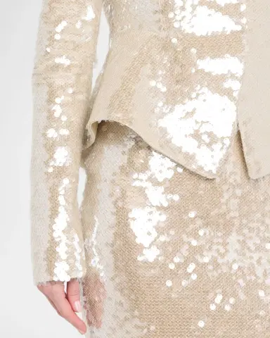 LaQuan Smith Sequined Fitted Peplum Jacket | Thumbnail 5