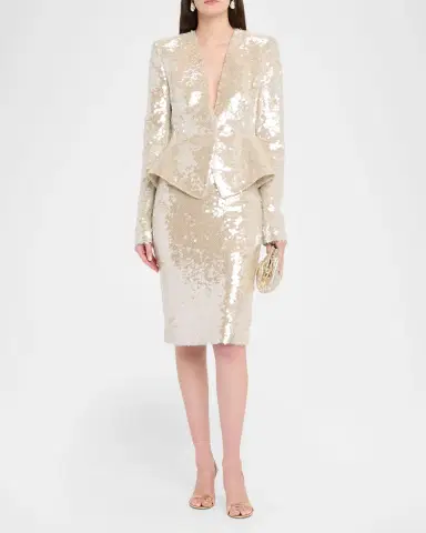 LaQuan Smith Sequined Pencil Skirt | Thumbnail 2