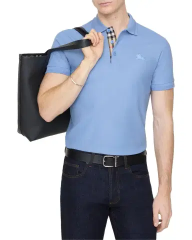Burberry Men's Eddie Check-Trim Cotton Polo Shirt | Thumbnail 1 Burberry Men's Eddie Check-Trim Cotton Polo Shirt | Thumbnail 1