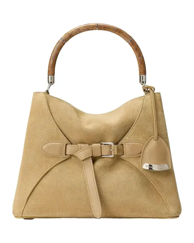 Ralph Lauren Collection Suede Wood Top Handle Bag