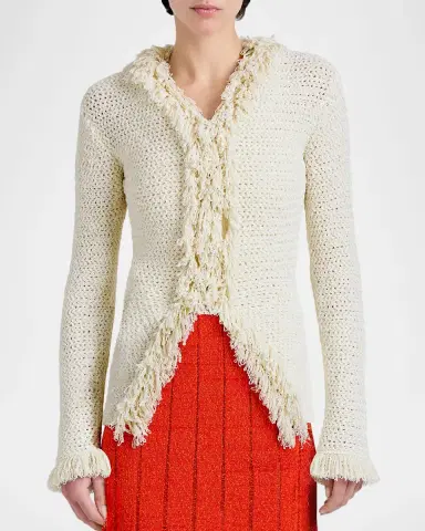 Proenza Schouler Nilo Textured Top w/ Frayed Trim | Thumbnail 4