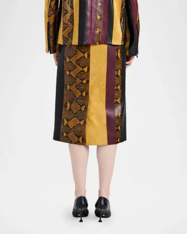 Proenza Schouler Sirine Colorblock Pyhton-Print Leather Skirt | Thumbnail 3