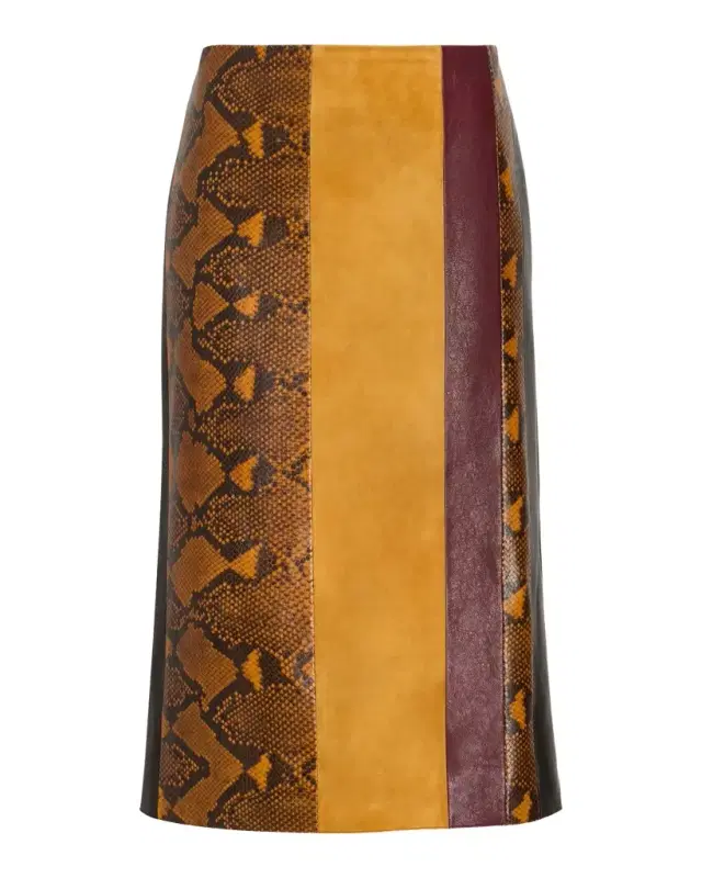 Proenza Schouler Sirine Colorblock Pyhton-Print Leather Skirt