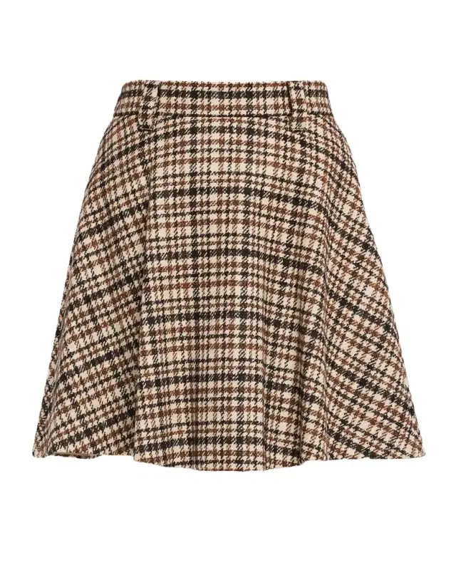 Brunello Cucinelli Checked Wool-Alpaca Mini Circle Skirt