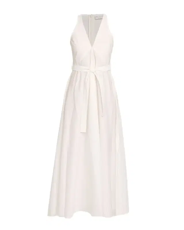 Brunello Cucinelli Sleeveless Belted Cotton Techno Poplin Midi Dress