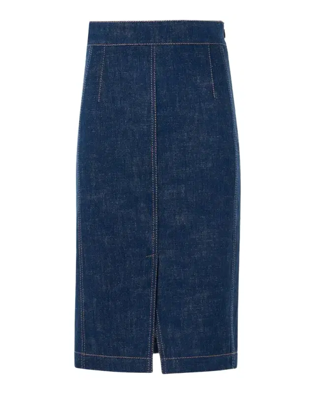 Akris punto Pencil Winter Denim Midi Skirt