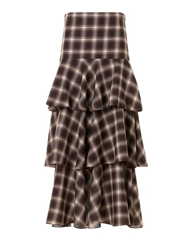 Akris punto Shelley Plaid Techno Wool-Blend Midi Skirt