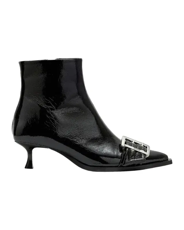 Ganni 50MM Buckle-Detail Faux-Leather Boots