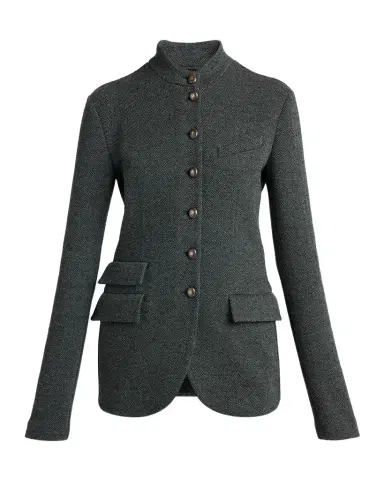 Giorgio Armani Buttoned Herringbone Jacket | Thumbnail 1 Giorgio Armani Buttoned Herringbone Jacket | Thumbnail 1
