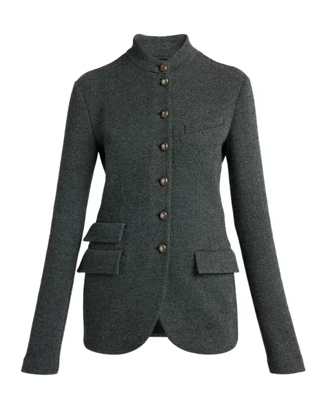Giorgio Armani Buttoned Herringbone Jacket
