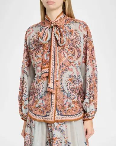 Zimmermann Aster Tie-Neck Blouse | Thumbnail 4 Zimmermann Aster Tie-Neck Blouse | Thumbnail 4