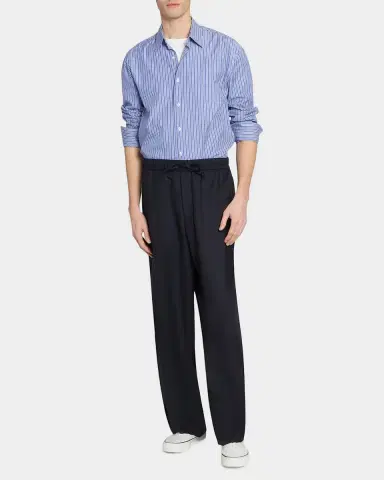 OFFICINE GÉNÉRALE Men's Gad Striped Cotton Poplin Shirt | Thumbnail 2