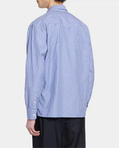 OFFICINE GÉNÉRALE Men's Gad Striped Cotton Poplin Shirt | Thumbnail 3