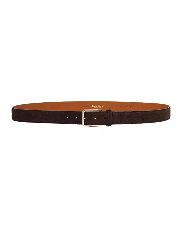 Santoni Men 's Suede Buckle Belt