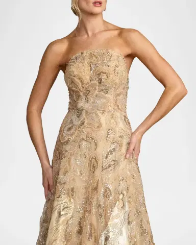 Mac Duggal Sequin-Embellished Brocade Ball Gown | Thumbnail 4 Mac Duggal Sequin-Embellished Brocade Ball Gown | Thumbnail 4