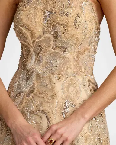 Mac Duggal Sequin-Embellished Brocade Ball Gown | Thumbnail 5 Mac Duggal Sequin-Embellished Brocade Ball Gown | Thumbnail 5
