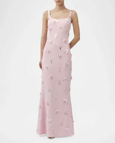 Simkhai Briella 3D Floral Beaded Trumpet Gown | Thumbnail 2 Simkhai Briella 3D Floral Beaded Trumpet Gown | Thumbnail 2
