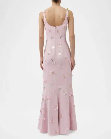 Simkhai Briella 3D Floral Beaded Trumpet Gown | Thumbnail 3 Simkhai Briella 3D Floral Beaded Trumpet Gown | Thumbnail 3