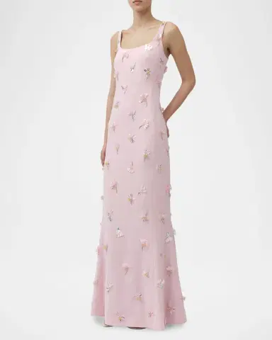 Simkhai Briella 3D Floral Beaded Trumpet Gown | Thumbnail 4 Simkhai Briella 3D Floral Beaded Trumpet Gown | Thumbnail 4