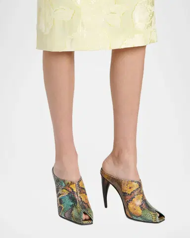 Alexander McQueen 105mm Horn Heel Peep-Toe Mules | Thumbnail 2