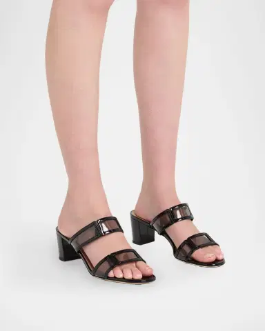 Malone Souliers 45mm Loulou Patent Leather and PVC Mule Sandals | Thumbnail 2 Malone Souliers 45mm Loulou Patent Leather and PVC Mule Sandals | Thumbnail 2