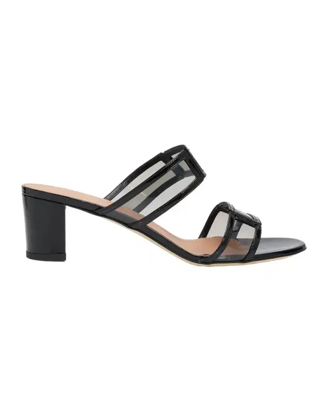 Malone Souliers 45mm Loulou Patent Leather and PVC Mule Sandals