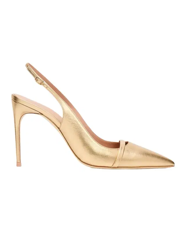 Malone Souliers 90mm Schiffer Metallic Leather Slingback Pumps