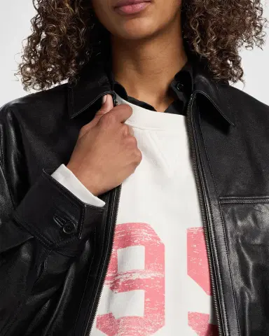 Nili Lotan Aime Zipped Leather Bomber Jacket | Thumbnail 5 Nili Lotan Aime Zipped Leather Bomber Jacket | Thumbnail 5