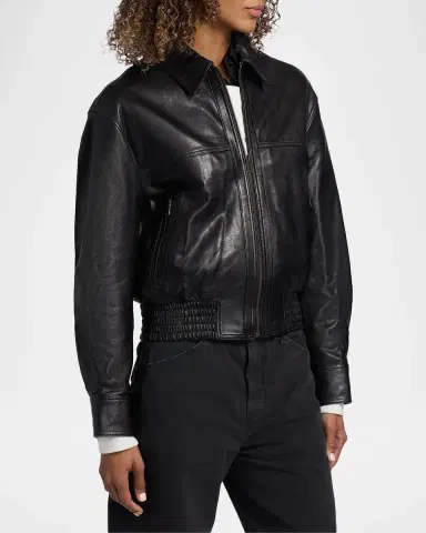 Nili Lotan Aime Zipped Leather Bomber Jacket | Thumbnail 7 Nili Lotan Aime Zipped Leather Bomber Jacket | Thumbnail 7