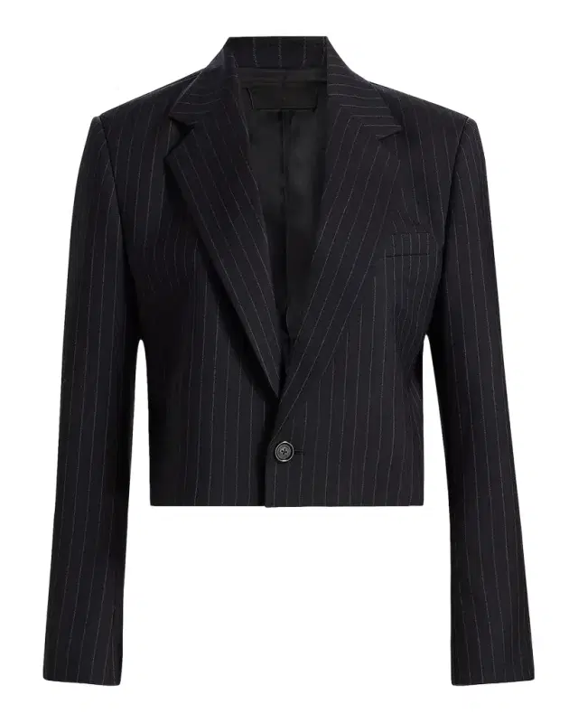 Nili Lotan Swan Pinstriped Stretch-Wool Crop Blazer