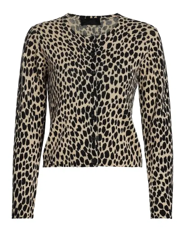 Nili Lotan Laevin Animal-Print Cashmere Cardigan