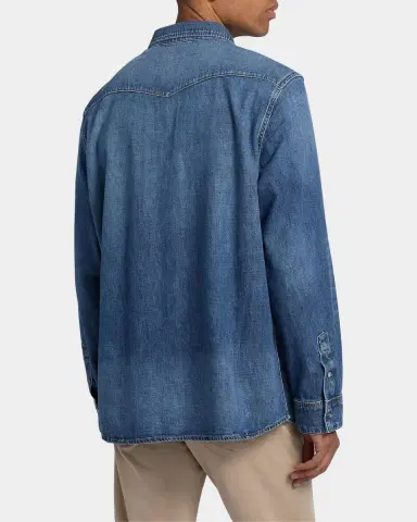 7 For All Mankind Men's Point Collar Denim Shirt | Thumbnail 3