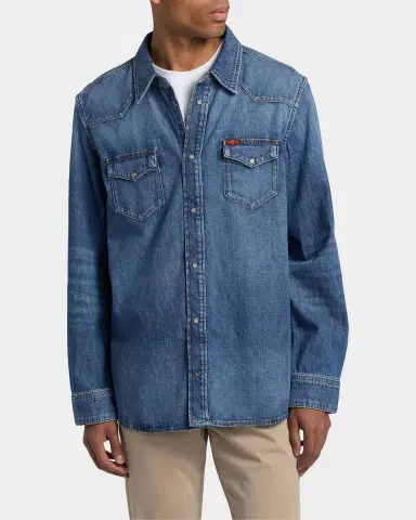 7 For All Mankind Men's Point Collar Denim Shirt | Thumbnail 4