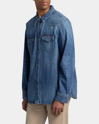 7 For All Mankind Men's Point Collar Denim Shirt | Thumbnail 6