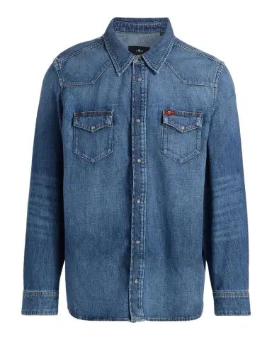 7 For All Mankind Men's Point Collar Denim Shirt | Thumbnail 1