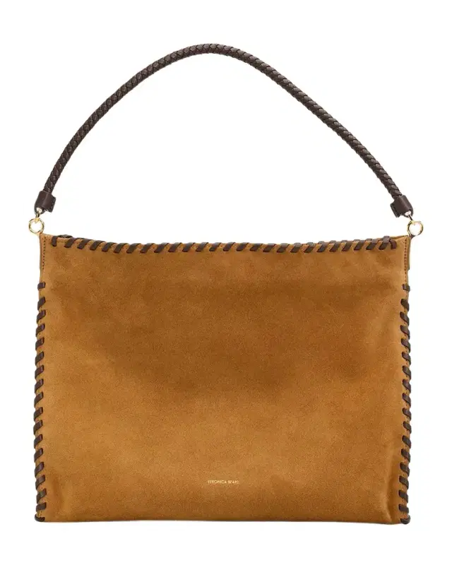 Veronica Beard Whipstitch Suede Shoulder Bag