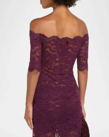Rabanne Off-The-Shoulder Lace Elbow-Sleeve Top | Thumbnail 3 Rabanne Off-The-Shoulder Lace Elbow-Sleeve Top | Thumbnail 3