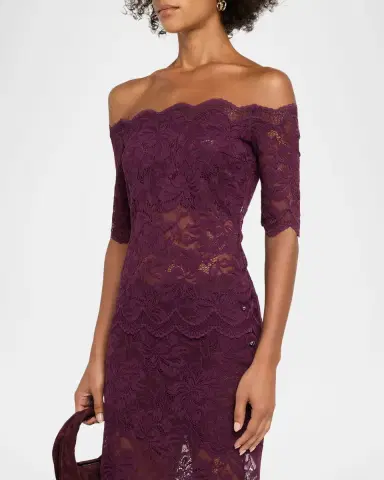 Rabanne Off-The-Shoulder Lace Elbow-Sleeve Top | Thumbnail 4 Rabanne Off-The-Shoulder Lace Elbow-Sleeve Top | Thumbnail 4
