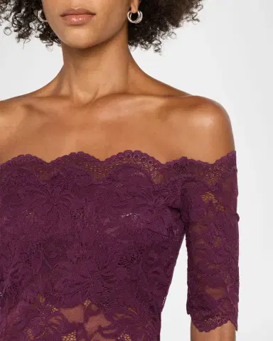 Rabanne Off-The-Shoulder Lace Elbow-Sleeve Top | Thumbnail 5 Rabanne Off-The-Shoulder Lace Elbow-Sleeve Top | Thumbnail 5