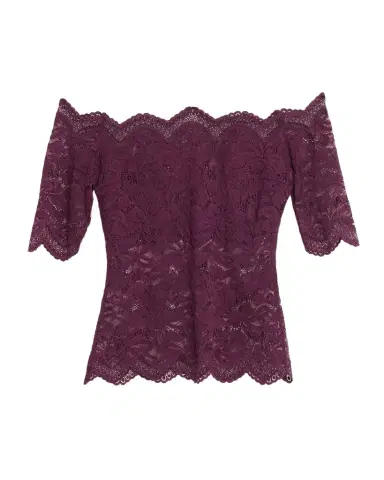 Rabanne Off-The-Shoulder Lace Elbow-Sleeve Top | Thumbnail 1 Rabanne Off-The-Shoulder Lace Elbow-Sleeve Top | Thumbnail 1