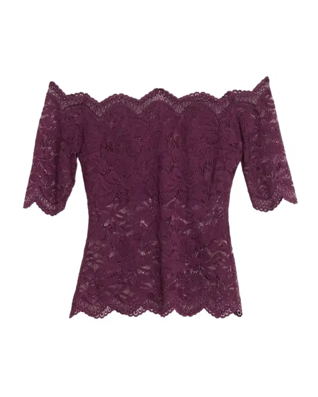 Rabanne Off-The-Shoulder Lace Elbow-Sleeve Top