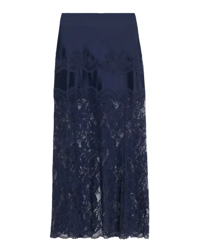 Rabanne Sheer Lace and Jersey Midi Skirt
