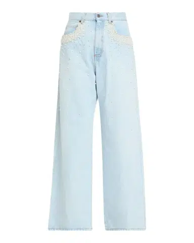 GIUSEPPE DI MORABITO Act II: The Fall of Icarus Imitation Pearl-Embellished Wide-Leg Jeans | Thumbnail 1